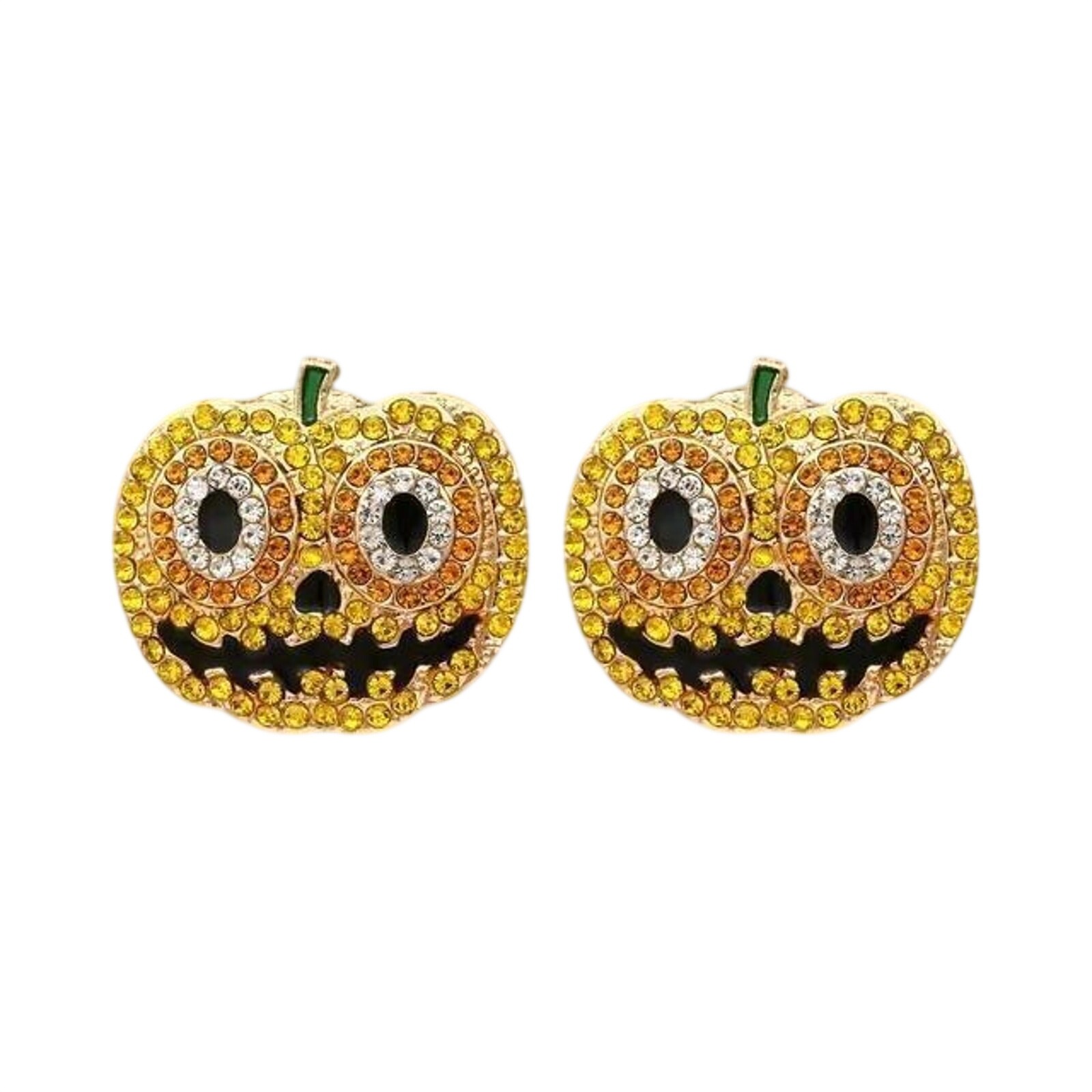 Retro Rhinestone Pumpkin Earrings